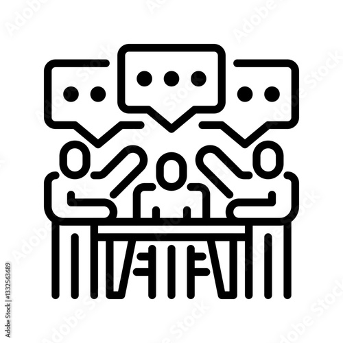 Focus Group Discussion line icon. linear style sign for mobile concept and web design. Outline vector icon. Symbol, logo illustration. Vector graphic
