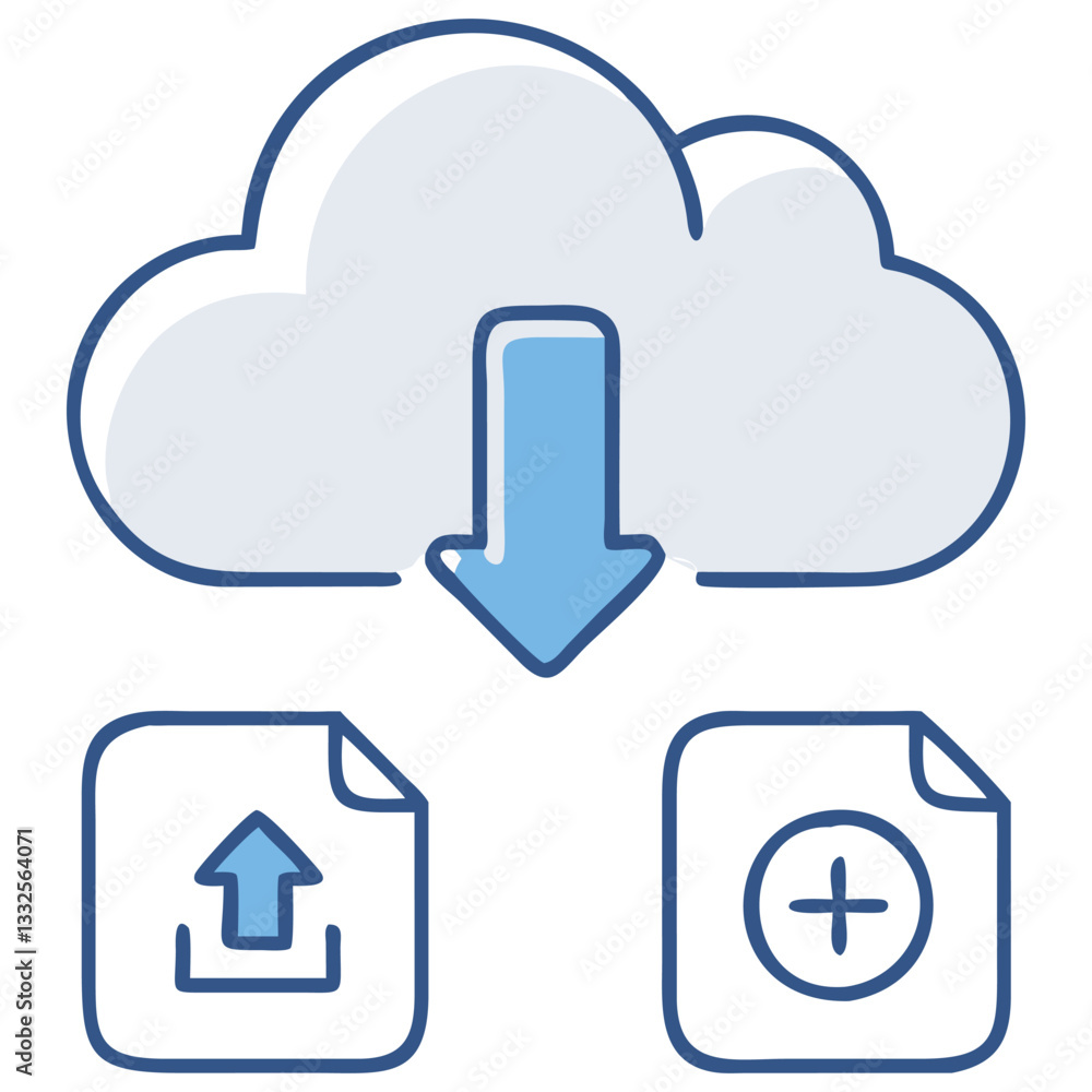 Cloud Download Icon Set with Arrow, File Transfer, and Storage Symbols
Cloud Download Icon Set with Arrow, File Transfer, and Storage Symbols