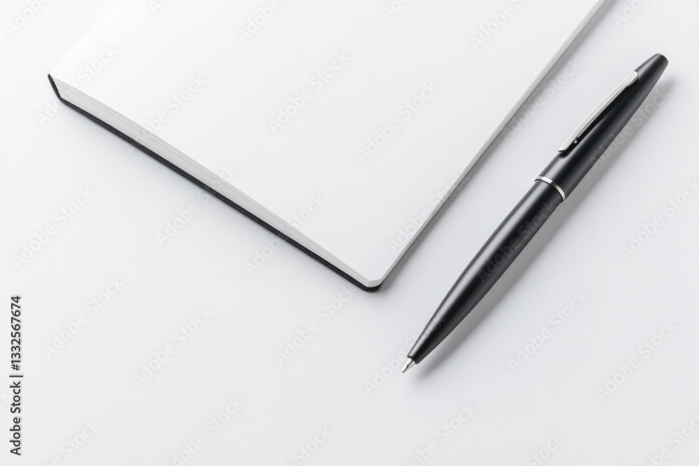 close-up of open notebook with sleek pen resting on its pages capturing essence of thoughtful creativity with its fresh