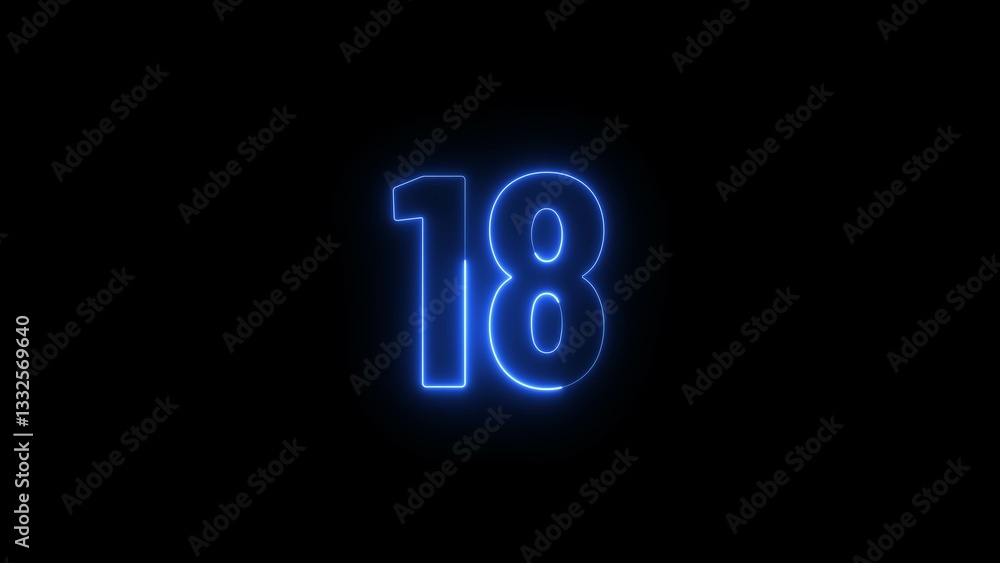 Abstract glowing neon business 18 number concept illustration background. Abstract glowing neon business 18 number concept illustration background.