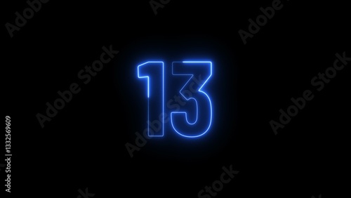 Abstract glowing neon business 13 number concept illustration background.