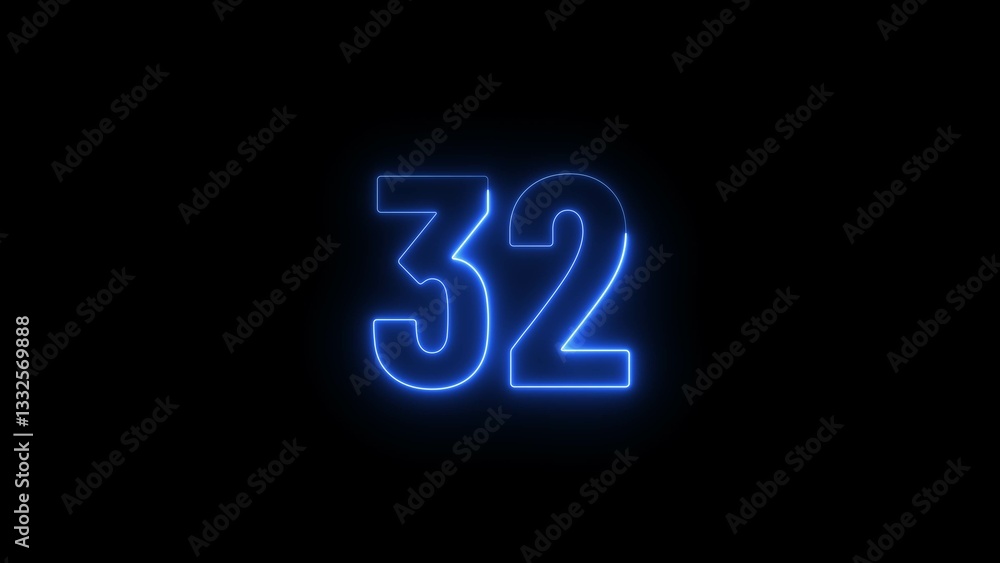 Abstract glowing neon business 32 number concept illustration background. Abstract glowing neon business 32 number concept illustration background.
