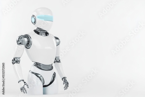 Wallpaper Mural create 3d illustration of futuristic humanoid robot standing alone its sleek metallic surfaces reflecting ambient light Torontodigital.ca