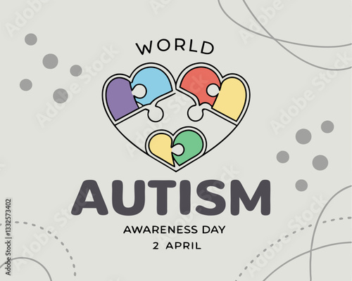 World Autism Awareness Day: Colorful Heart Puzzle Design for April 2nd