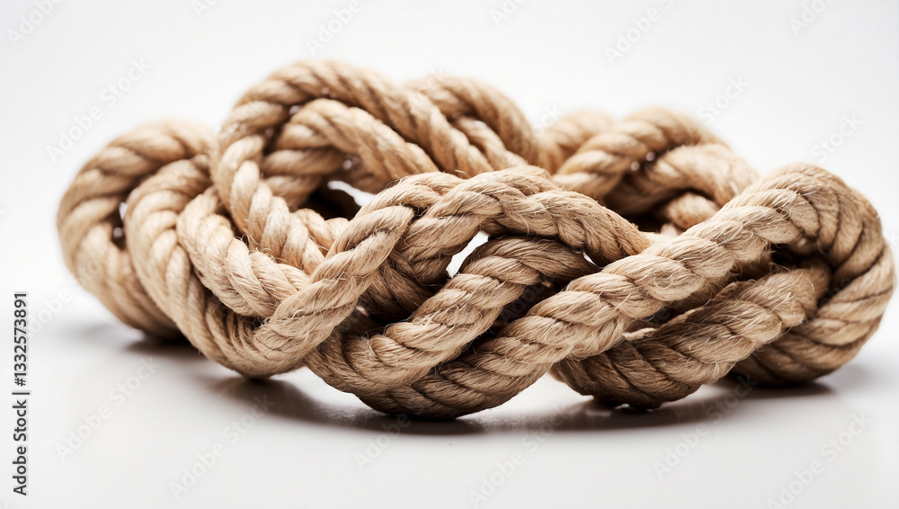 A Strong Rope Knot Isolated on a Bright White Background A Strong Rope Knot Isolated on a Bright White Background