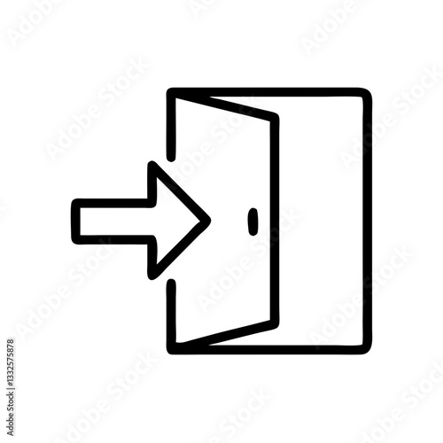 Login or entrance door icon in black and white