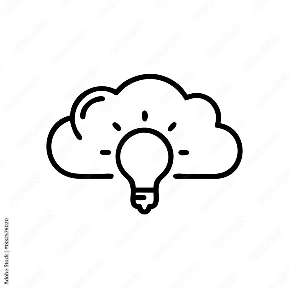Cloud computing innovation icon in black and white Cloud computing innovation icon in black and white