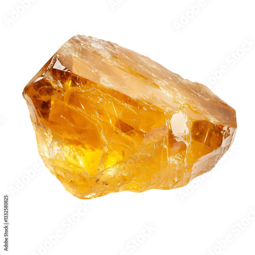 A Polished Citrine Stone Isolated on Transparent Background