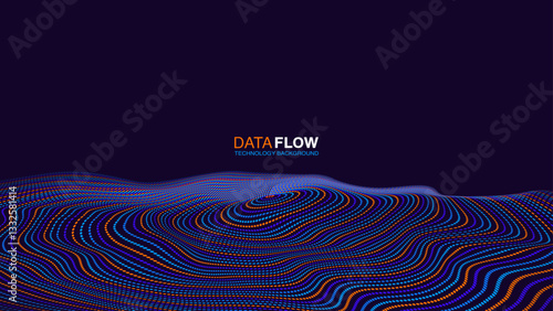 Digital Data Flow Wave Vector Background: Big Data Technology, AI, Deep Learning, 5G and 6G Wireless, and High-Speed Light Trails. Virtual Reality