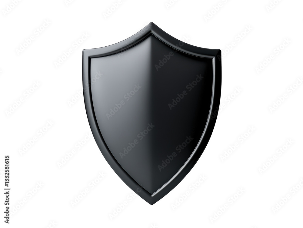 Isolated Glossy Black Shield with Reflective Surface Isolated Glossy Black Shield with Reflective Surface