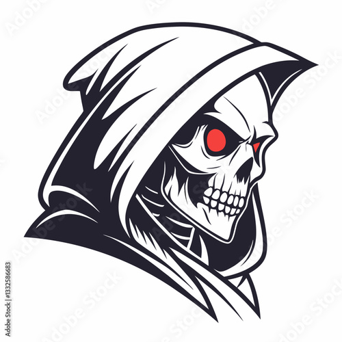 Sinister Skull with Glowing Red Eyes – Bold Edgy Vector Design