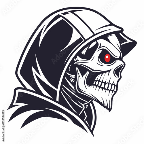 Sinister Skull with Glowing Red Eyes – Bold Edgy Vector Design