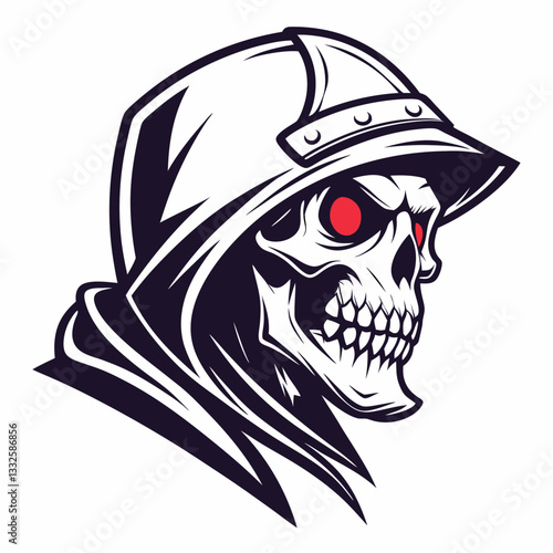 Sinister Skull with Glowing Red Eyes – Bold Edgy Vector Design