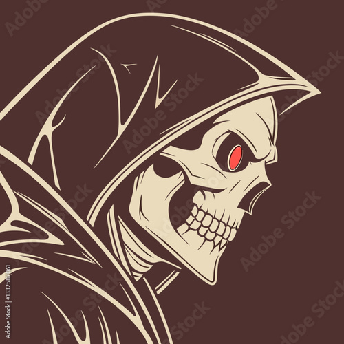 Sinister Skull with Glowing Red Eyes – Bold Edgy Vector Design