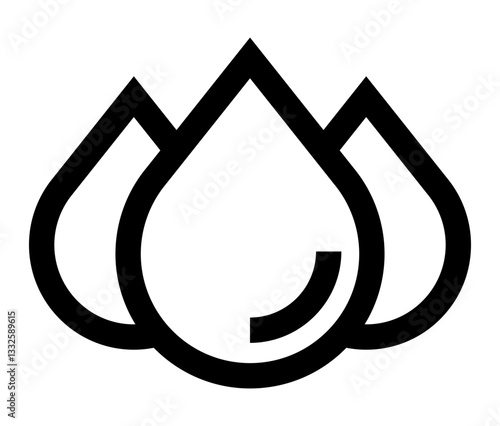 triple water drop icon symbolizing liquid hydration or sustainability.