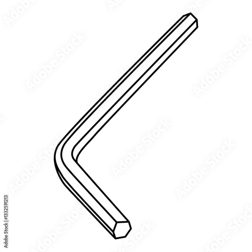 Hand drawn doodle hex key (Allen wrench), vector illustration, black outline. Great for assembling furniture, mechanical repairs, and DIY projects.