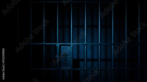 Prison Cell Bars Casting Shadows: Symbolizing Confinement and Loss of Freedom