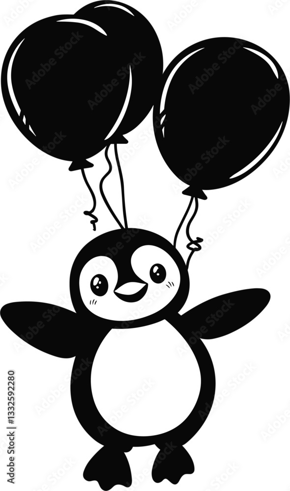 Obraz premium bird cat with balloon