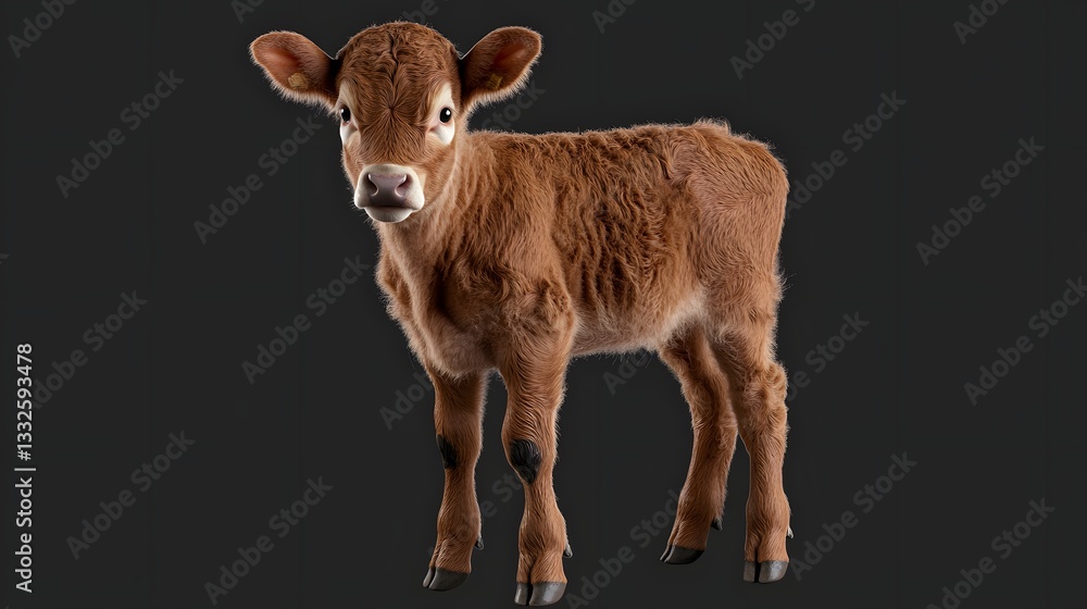 Fototapeta premium Calf standing isolated on transparent background