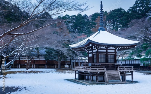 Wallpaper Mural Japanese pagoda, Snowy Japanese Pagoda in Winter Garden (12) Torontodigital.ca