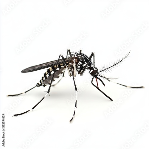 Photo of Asian tiger mosquito isolated on white background
