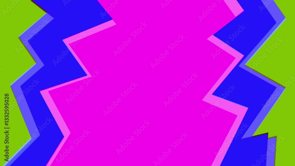 Abstract zig zag broken geometrical shape animation transforming in flat colorful rectangle in comic style pink blue green. Social media, for advertisements, presentations Abstract zig zag broken geometrical shape animation transforming in flat colorful rectangle in comic style pink blue green. Social media, for advertisements, presentations