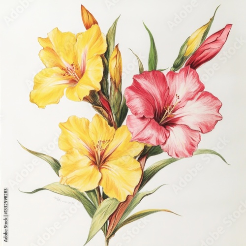 Vibrant Flowers Watercolor Painting