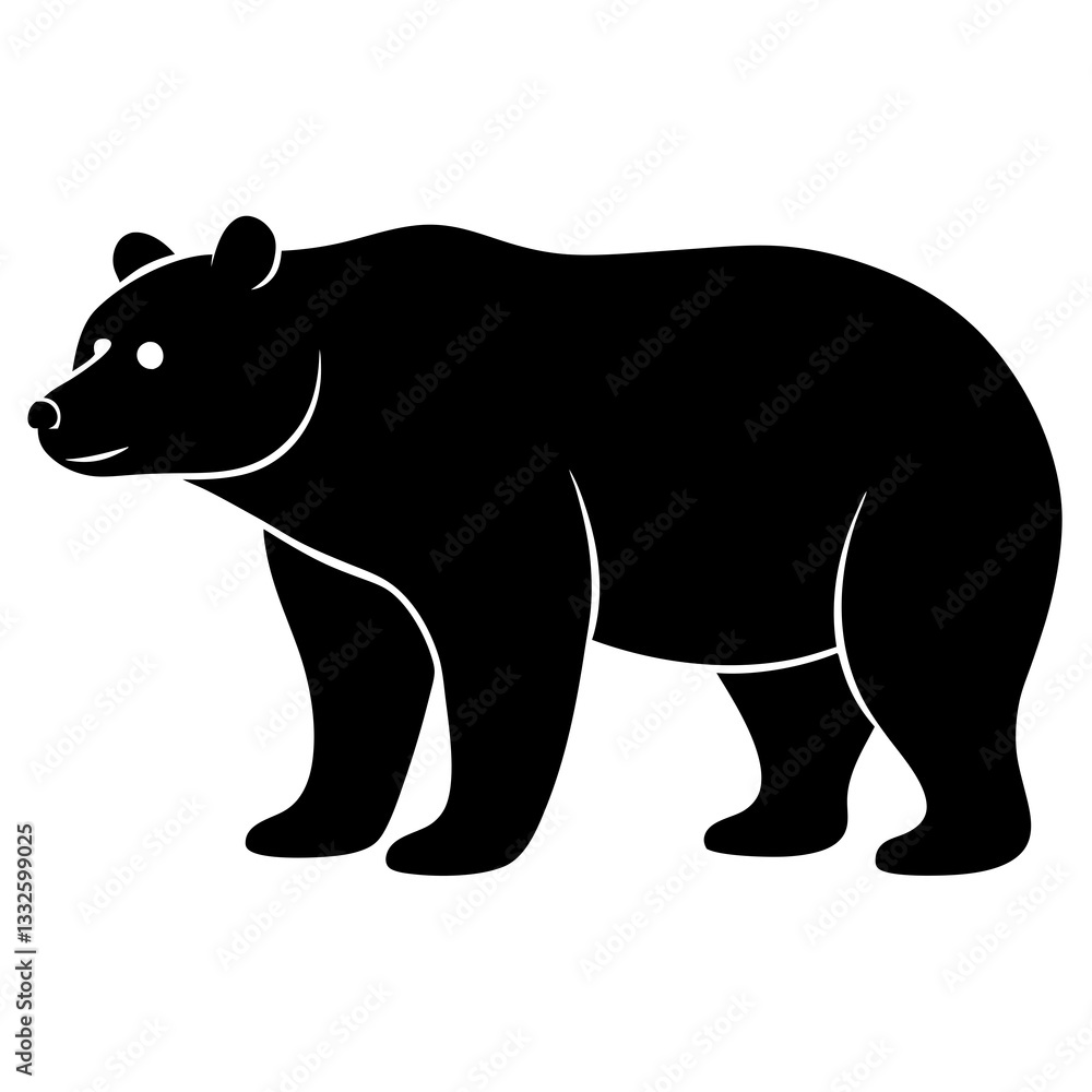 bear black silhouette vector, Simple silhouette Design vector icon with white background. Wild animal bear black silhouette vector, Simple silhouette Design vector icon with white background. Wild animal