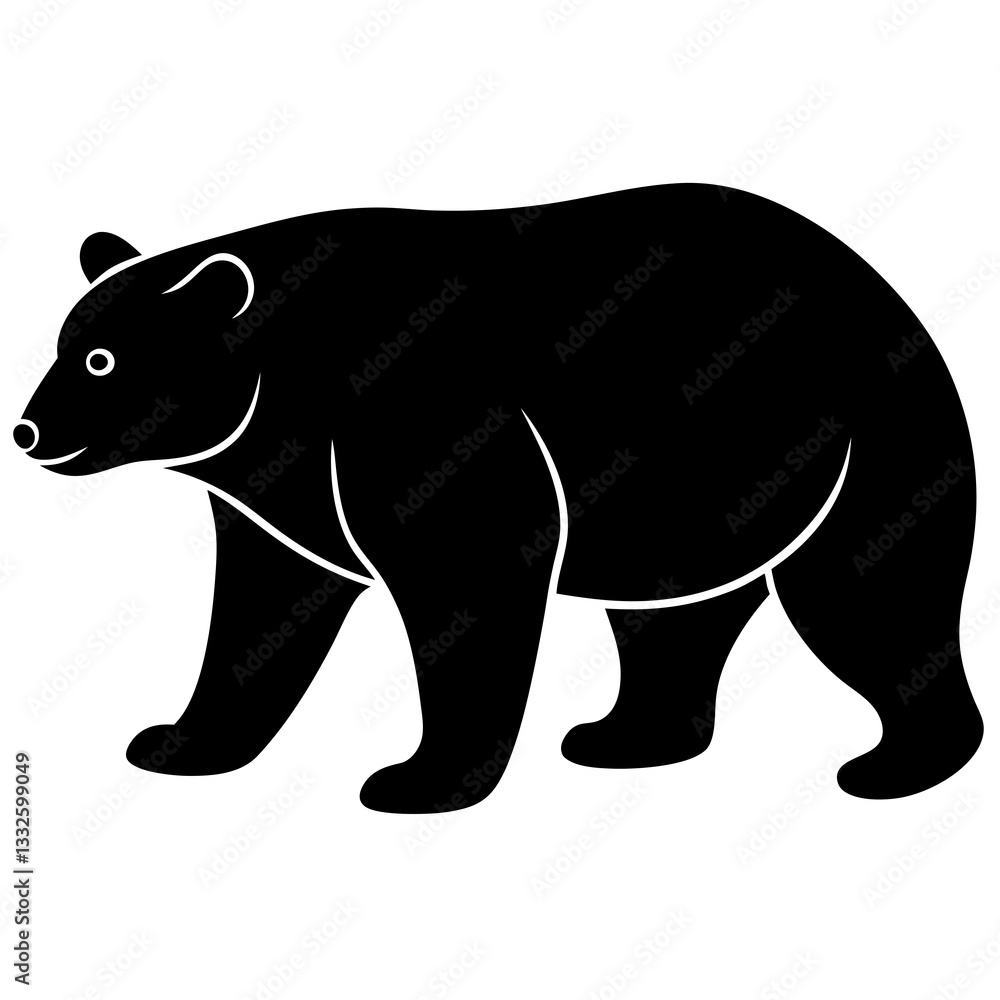 Obraz premium bear black silhouette vector, Simple silhouette Design vector icon with white background. Wild animal 