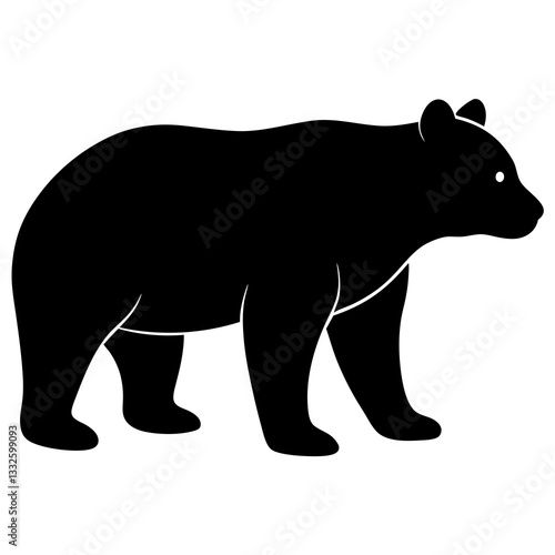 Wallpaper Mural bear black silhouette vector, Simple silhouette Design vector icon with white background. Wild animal  Torontodigital.ca