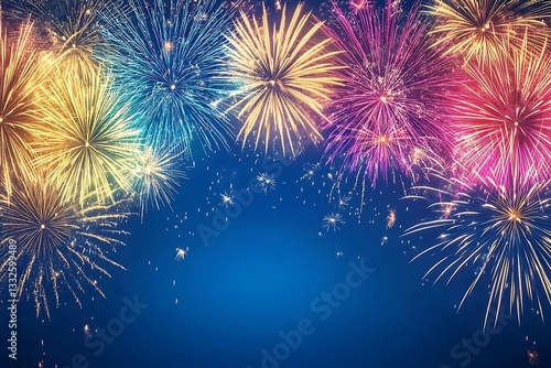 Colorful Summer Fireworks Party Background