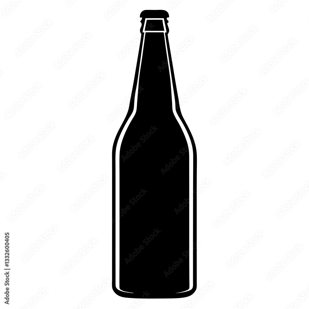 Wine bottle, Beer bottle black silhouette vector, Simple silhouette Design vector icon with white background. Wine bottle, Beer bottle black silhouette vector, Simple silhouette Design vector icon with white background.