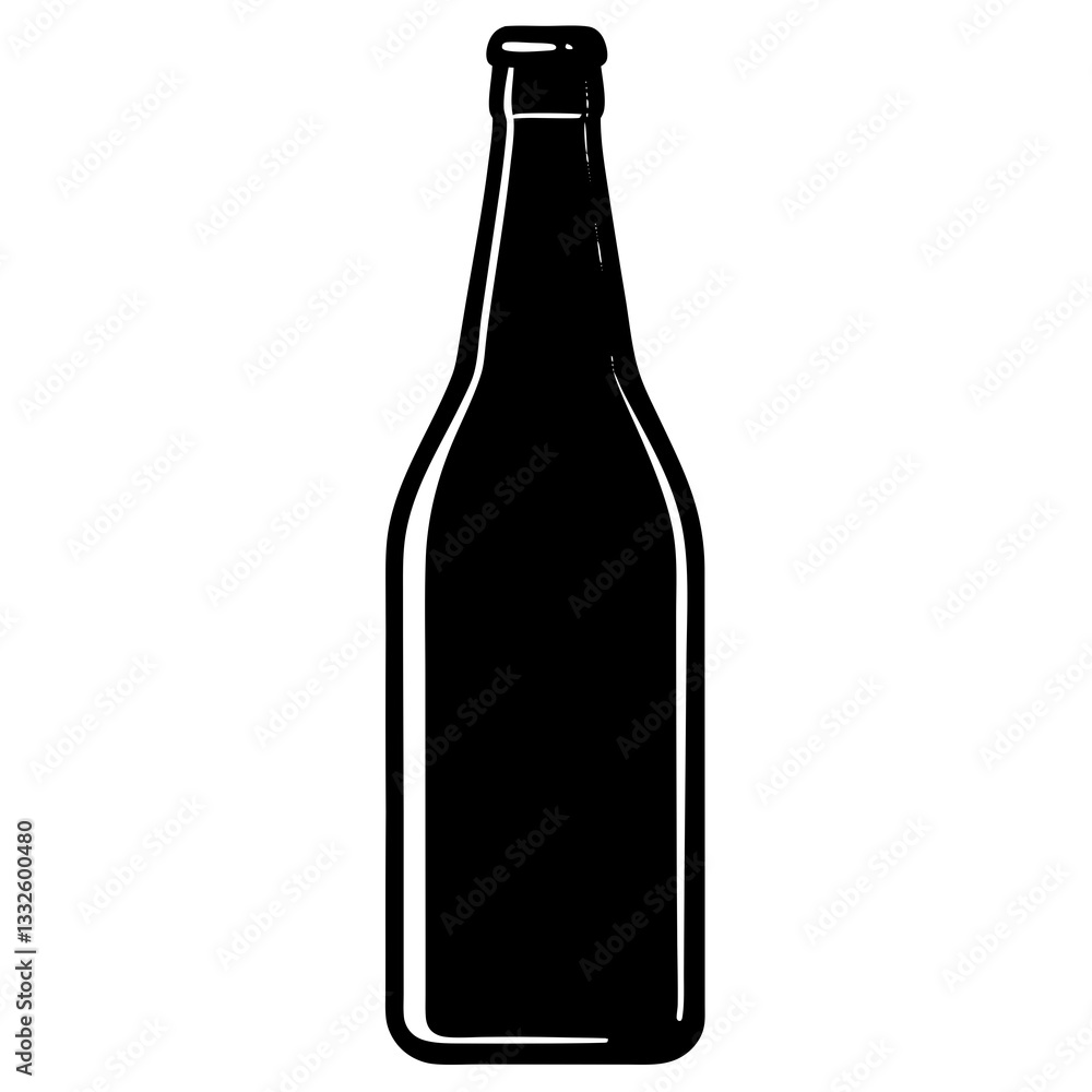 Wine bottle, Beer bottle black silhouette vector, Simple silhouette Design vector icon with white background. Wine bottle, Beer bottle black silhouette vector, Simple silhouette Design vector icon with white background.
