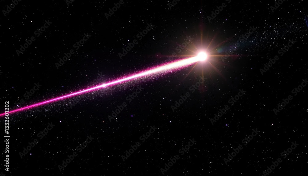 Cosmic Event: Radiant Comet Streaking Through the Galaxy, Vibrant Rainbow Trail in Dark Sky