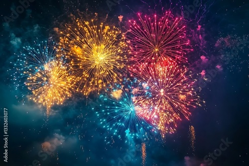 Dramatic Fireworks Display at Midnight