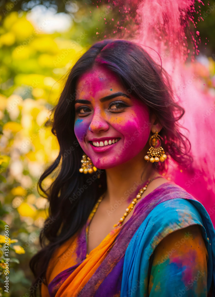 Colorful Celebration During Holi Festival in a Garden Generative AI Colorful Celebration During Holi Festival in a Garden Generative AI