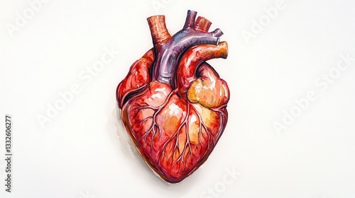Wallpaper Mural Watercolor drawing of an anatomical heart on a white background. Torontodigital.ca
