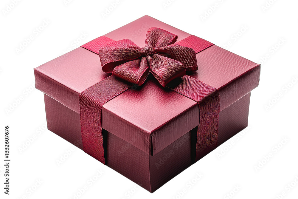 Maroon gift box with ribbon and bow, present, celebration, isolated, cut out transparent Maroon gift box with ribbon and bow, present, celebration, isolated, cut out transparent