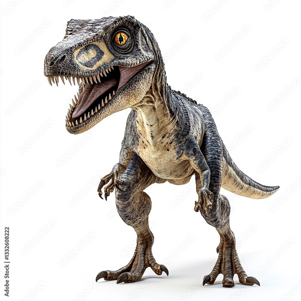 Fototapeta premium Photo of Dinosaur Velociraptor isolated on white background