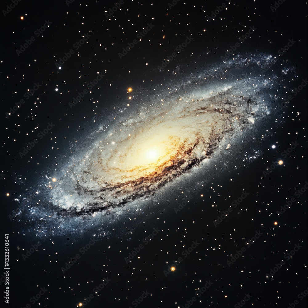 Fototapeta premium Vibrant spiral galaxy surrounded by countless stars in a dark cosmic expanse