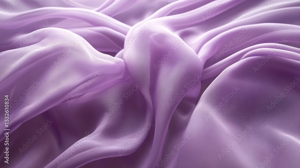 Obraz premium Lavender textile background showing soft flowing folds of lightweight sheer fabric.