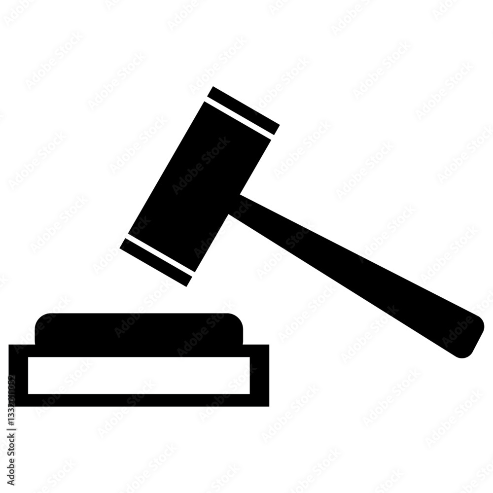 Gavel and Sound Block Icon - Court, Law, and Justice Symbol Gavel and Sound Block Icon - Court, Law, and Justice Symbol