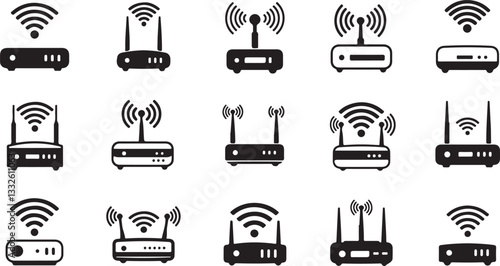 Router related signal icon isolated, wifi router