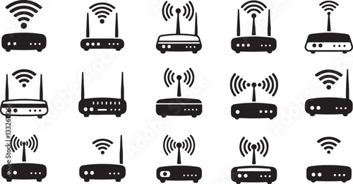 Router related signal icon isolated, wifi router