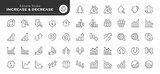 Increase and decrease line icon set. Profit, stock market, growth, fall, arrow up, down and more. Outline vector icon in linear style. Pictogram collection	