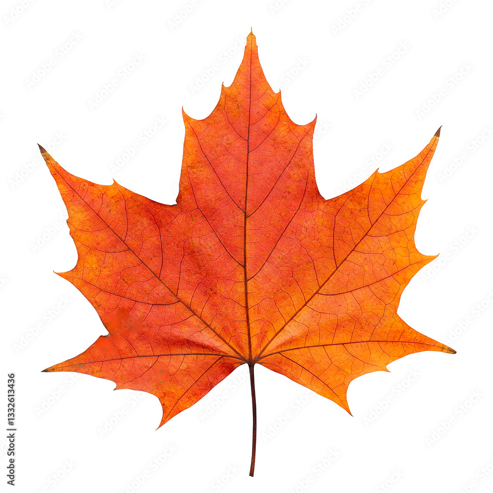 Vivid Autumn Maple Leaf With Intricate Veins on Black Background Vivid Autumn Maple Leaf With Intricate Veins on Black Background