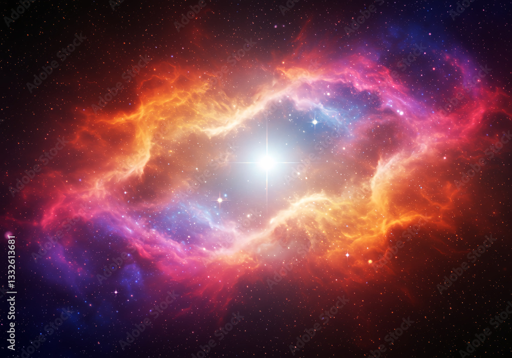 Obraz premium Vibrant nebula in deep space