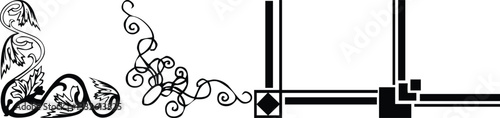 Decorative Corner Elements: A collection of detailed, ornamental corner designs, perfect for enhancing the visual appeal of any design project. These versatile graphics showcase a range of styles.