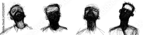 Human illustration permanent marker, black thin line vector sketch