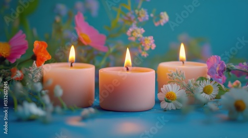 Candles and flowers